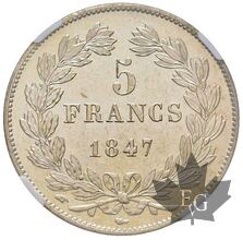 FRANCE-1847A-5 FRANCS-Louis Philippe-NGC MS63