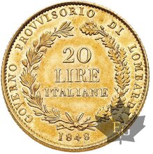 ITALIE-1848-MILANO-20 LIRE Governo Provvisorio-NGC MS61 