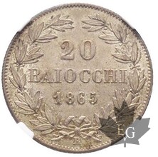 VATICAN-1865 R-20 Baiocchi-Pius IX-NGC MS64