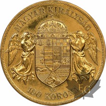 HONGRIE-1908-100 KORONA-RESTRIKE-PCGS MS63