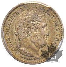 FRANCE-1845 B-25 centimes, Rouen-PCGS AU55