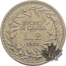 ITALIE-1922-BUONO DI CASSA 2 LIRE-VITTORIO EMANVELE III-FDC