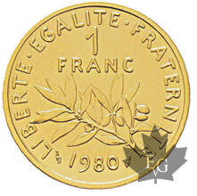 FRANCE-1980-Piefort de 1 Franc Semeuse-PCGS SP 68