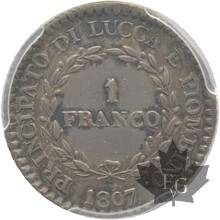 Italie-1807-1 Franc-Lucca PCGS AU50