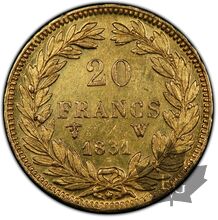 FRANCE-1831W-20 FRANCS-LOUIS PHILIPPE-tranche relief-Superbe