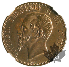ITALIE-1867M-10 Centesimi-Vittorio Emanuele II-NGC MS64BN