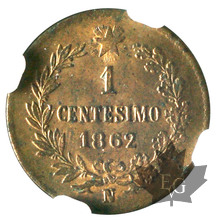 ITALIE-1862N-1 Centesimi-Vittorio Emanuele II-NGC MS64RB