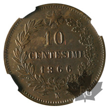 ITALIE-1866N-10 Centesimi-Vittorio Emanuele II-NGC MS64BN