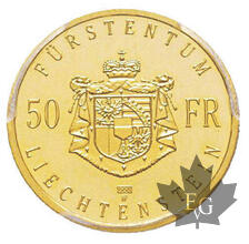 Liechtenstein-1990-50 FRANCS-PCGS PROOF 70 DEEP CAMEO