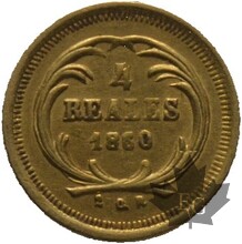 GUATEMALA-1860-4 REALES-Raphael Carrera-TTB