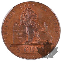 BELGIQUE-1852-5 centimes-Léopold Ier-PCGS MS64 RB