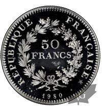 FRANCE-1980-50 Francs Hercule-Piéfort en argent-NGC PF68