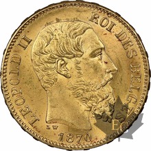 BELGIQUE-1870-20 Francs-Leopold II-NGC MS 64