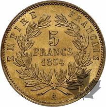 FRANCE-1854 A-5 FRANCS- Napoléon III-NGC MS64