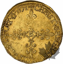 FRANCE-1571B-Charles IX-Ecu d&#039;or-Superbe