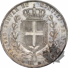 ITALIE-1849-5 Lire- Carlo Alberto-Genova-Superbe