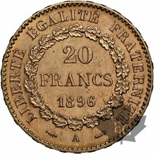 FRANCE-1896-20 Francs Génie-Faisceau-NGC MS63+