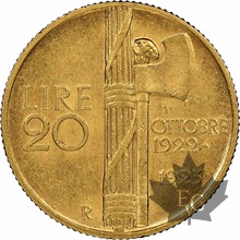 ITALIE-1923- 20 Lire-Vittorio Emanuele III-NGC MS60