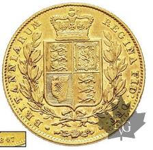 GRANDE BRETAGNE-1847-Sovereign-Victoria-TTB-47 decale&#039;