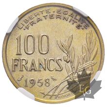 FRANCE-1958-100 Francs Cochet-NGC AU58