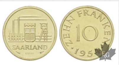Sarre-Saarland 1954-Essai de 10-20-50 Franken-FDC