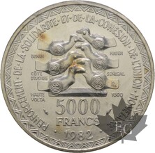 FRANCE-1982-5000 FRANCS-ETATS DE L&#039;AFRIQUE DE L&#039;OUEST-FDC