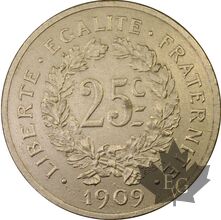 FRANCE-1909-Piéfort de 25 centimes par Rude-PCGS SP62
