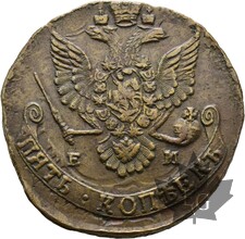 RUSSIE-1781-5 KOPEKS-CATHERINE II-TTB