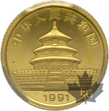 CHINE-1991-5 YUAN-&quot;PANDA&quot; GOLD BULLION COINAGE-PCGS MS69
