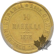 FINLANDE-1878S-10 MARKKAA-PCGS MS62