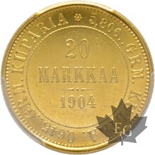 FINLANDE-1904-L-20 MARKKAA-NICOLAS II-MS63