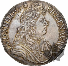 FRANCE-1685-Louis XIV-Écu à la cravate-NGC AU 53