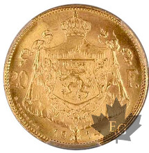 BELGIQUE-1914-20 Francs-Leopold II-PCGS MS 66