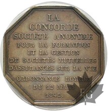 FRANCE-1842-JETON DUC DE DOUDEAUVILLE-PCGS MS 62 BN