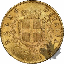 ITALIE-1865-20 LIRE-Vittorio Emanuele II-Torino-NGC MS 61