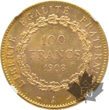 FRANCE-1908A-100 FRANCS-GENIE-NGS MS 61