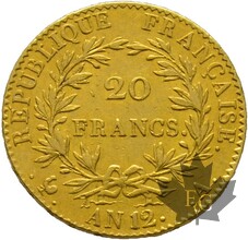 FRANCE-AN 12-20 FRANCS-Premier Consul 1799-1804-TTB