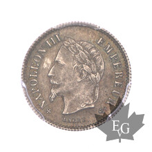 FRANCE-1867-BB-20 CENTIMES-NAPOLEON III-PCGS MS65