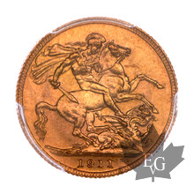 CANADA-1911-C-SOVEREIGN-GEORGE V-PCGS MS 64