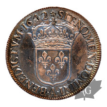 FRANCE-1642-ECU D&#039;ARGENT-LOUIS XIII 1610-1643-TTB