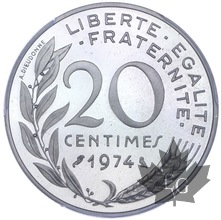 FRANCE-1974-20 CENTIMES-PIEFORT ARGENT-PCGS SP67