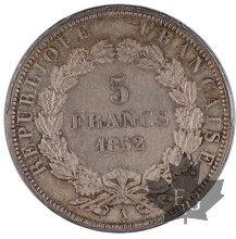 FRANCE-1852-5 FRANCS JJ BARRE-PCGS MS 63