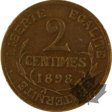 FRANCE-1898-2 CENTIMES PIEFORT Daniel-Dupuis -PCGS SP62 BN