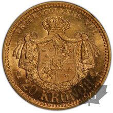 SUEDE-1890 EB-20 KRONER-PCGS 3S 65 FDC
