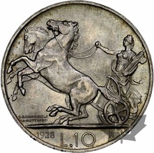 ITALIE-1928-10 LIRE-Vittorio Emanuele III-NGC MS 64-FDC