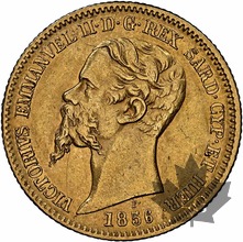 ITALIE-1856-20 LIRE- Vittorio Emanuele II-NGC AU 53-Très Rare