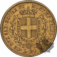 ITALIE-1856-20 LIRE- Vittorio Emanuele II-NGC AU 53-Très Rare