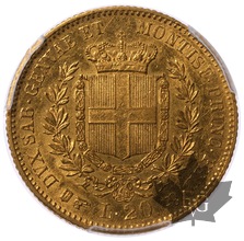 ITALIE-1861B-20 LIRE-Vittorio Emanuele II-PCGS AU58