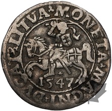LITHUANIE-1547-1/2 GROSZ-SIGISMOND II AUGUSTE-TTB