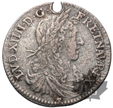 FRANCE-1661-1/12 ECU-LOUIS XIV-TTB